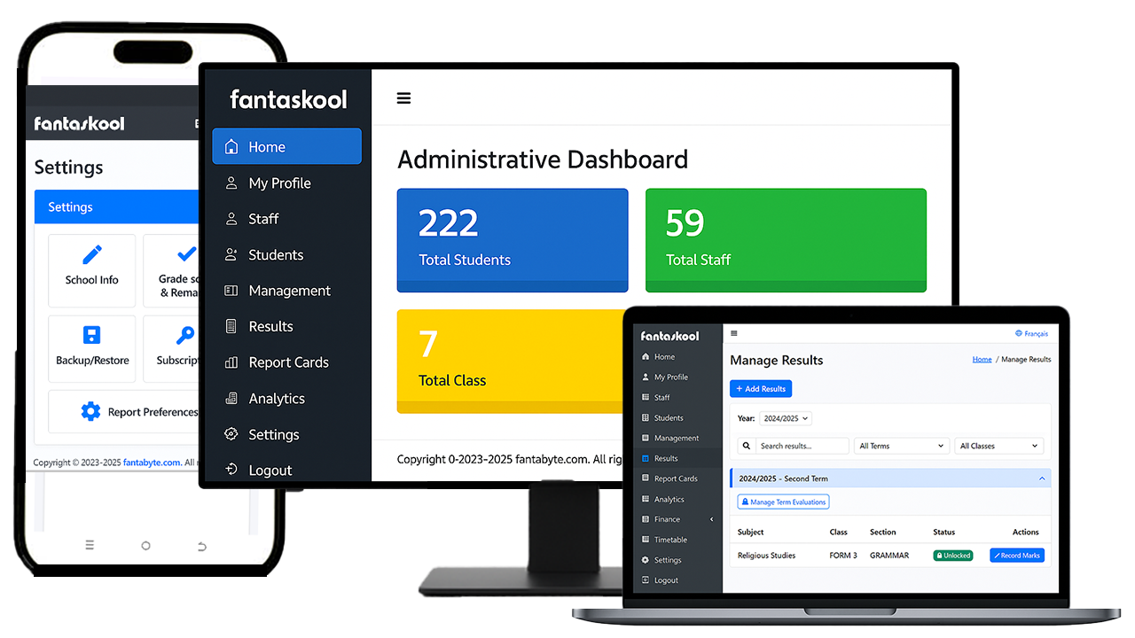 Fantaskool dashboard preview