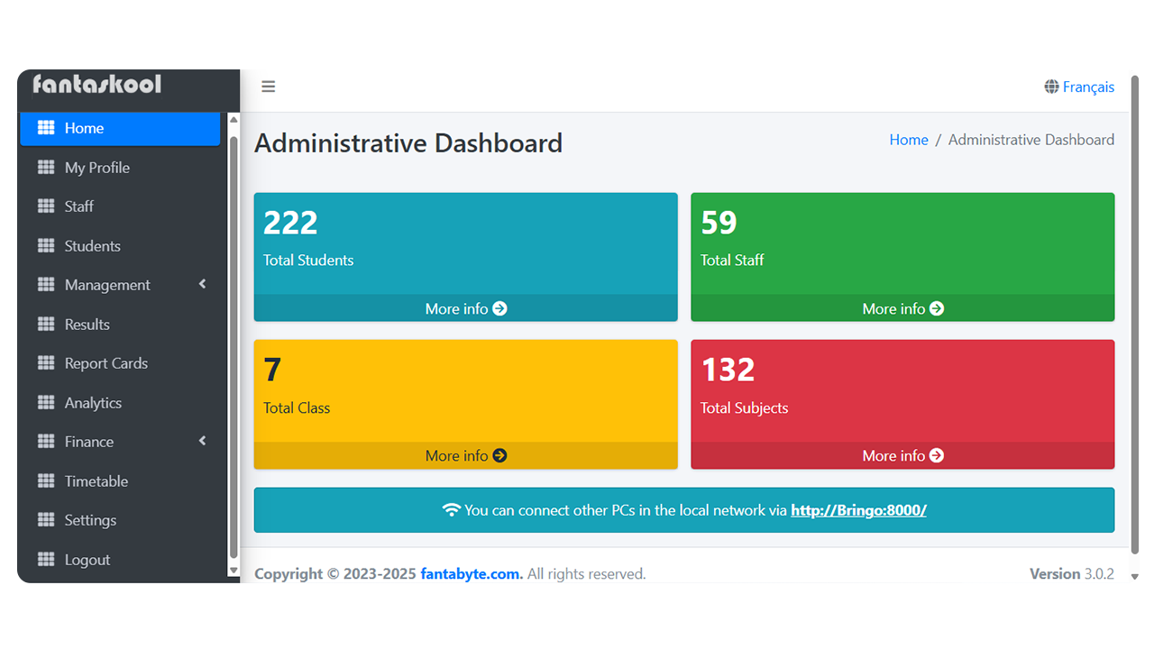 Fantaskool School Management Dashboard